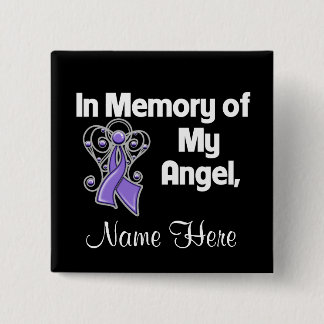 Chapa Cuadrada Personalizado en memoria de mi cáncer Angel Uterin