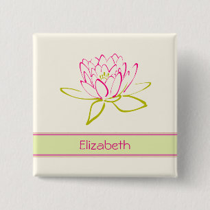 Chapa Cuadrada Personalizado. Flor Lotus / Lirio de agua