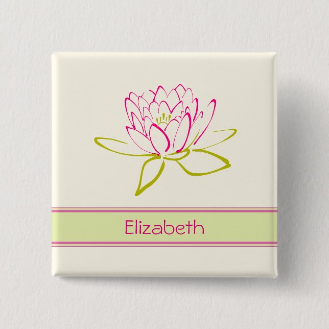 Chapa Cuadrada Personalizado. Flor Lotus / Lirio de agua (Anverso)