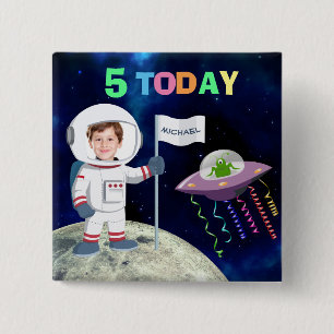 Chapa Cuadrada Personalizado Foto Spaceman Nacimiento Niños Edad