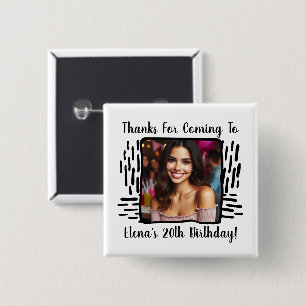 Chapa Cuadrada Personalizado Foto y nombre de cumpleaños gracias 