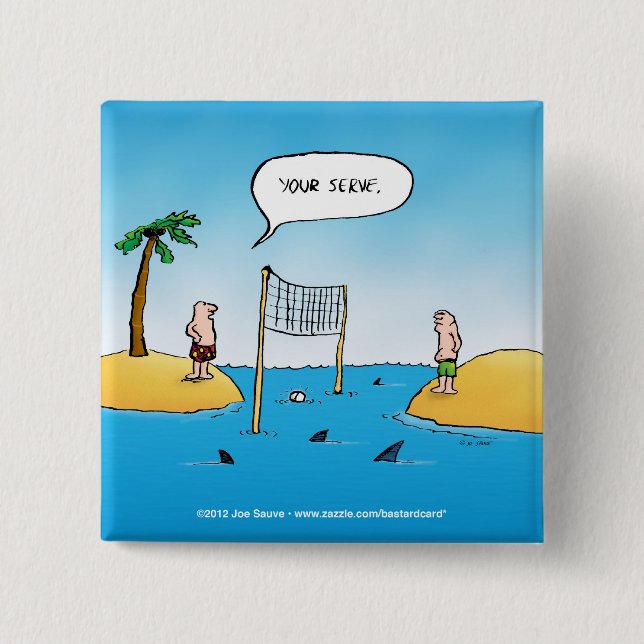 Chapa Cuadrada Personalizado gracioso de voleibol de tiburones (Anverso)