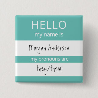 Chapa Cuadrada Personalizado HELLO Mi Nombre Pronouns Es Badge