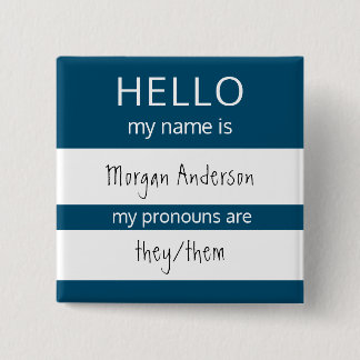 Chapa Cuadrada Personalizado HELLO Mi Nombre Pronouns Es Badge