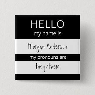 Chapa Cuadrada Personalizado HELLO Mi Nombre Pronouns Es Badge