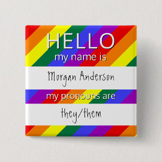 Chapa Cuadrada Personalizado HELLO Mi Nombre Pronouns Es Badge