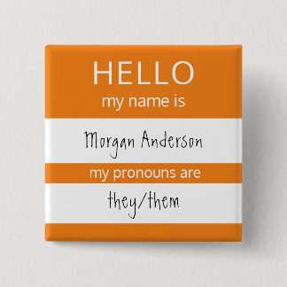 Chapa Cuadrada Personalizado HELLO Mi Nombre Pronouns Es Badge