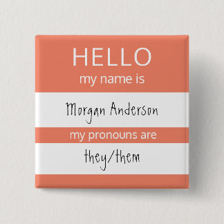 Chapa Cuadrada Personalizado HELLO Mi Nombre Pronouns Es Badge