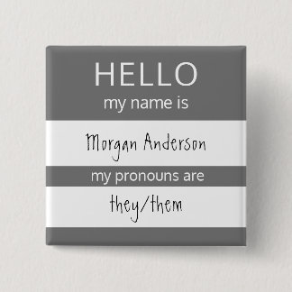 Chapa Cuadrada Personalizado HELLO Mi Nombre Pronouns Es Badge