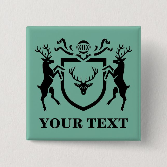 Chapa Cuadrada Personalizado Heraldic Deer Blazon (Anverso)