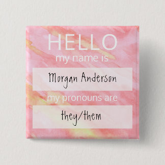 Chapa Cuadrada Personalizado HOLA Mi Nombre Pronouns Es Badge