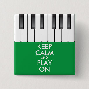 Chapa Cuadrada Personalizado MANTENER LA CALMA Y JUGAR CON piano