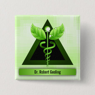Chapa Cuadrada Personalizado Medicina Alternativa Caduceus Verde