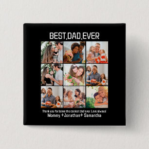 Chapa Cuadrada Personalizado Mejor Papá Nunca Padres Día 9 Collag