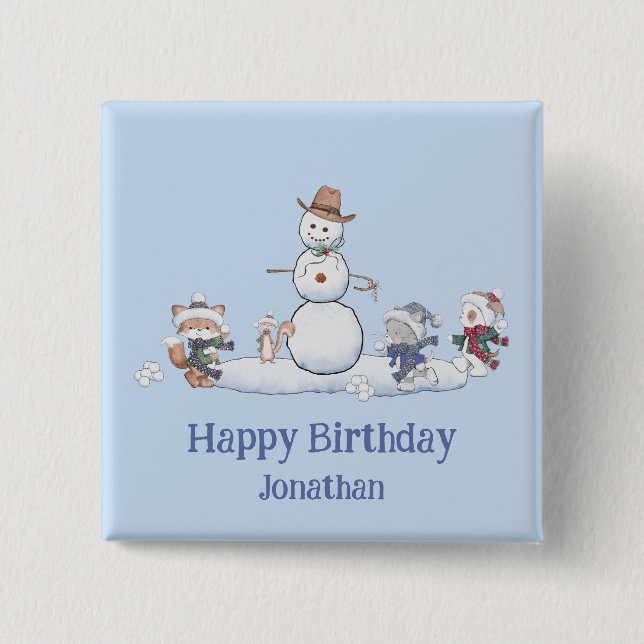 Chapa Cuadrada Personalizado Mensajes de texto bola de nieve Fies (Anverso)