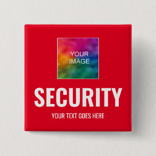 Chapa Cuadrada Personalizado Plantilla de texto e imagen Segurida
