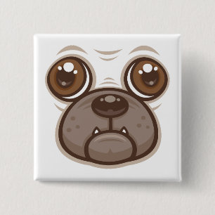 Chapa Cuadrada Personalizado Pug Mug Puppy Dog Face