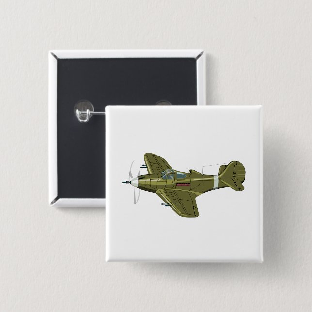 Chapa Cuadrada Personalizado retro avión de combate (Anverso y reverso)
