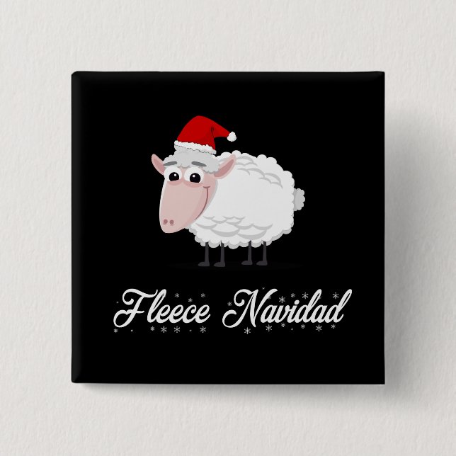 Chapa Cuadrada Personalizado Sheep Fleece Navidad (Anverso)