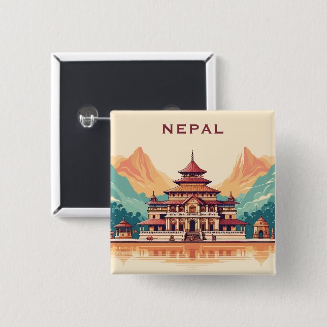 Chapa Cuadrada Personalizado Texto Nepal (Anverso y reverso)