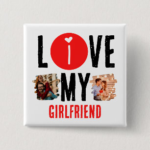 Chapa Cuadrada Personalizado único 2 foto collage I Love My Girlf