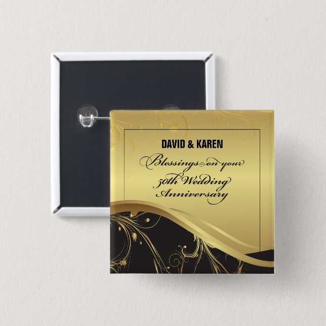 Chapa Cuadrada Personalizar, 50 aniversario Boda Religioso (Anverso y reverso)