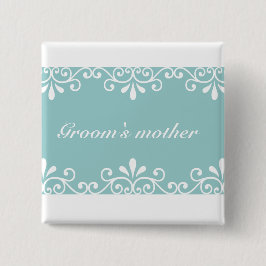 Chapa Cuadrada Personalizar Boda blanca madre de Swirls Groom