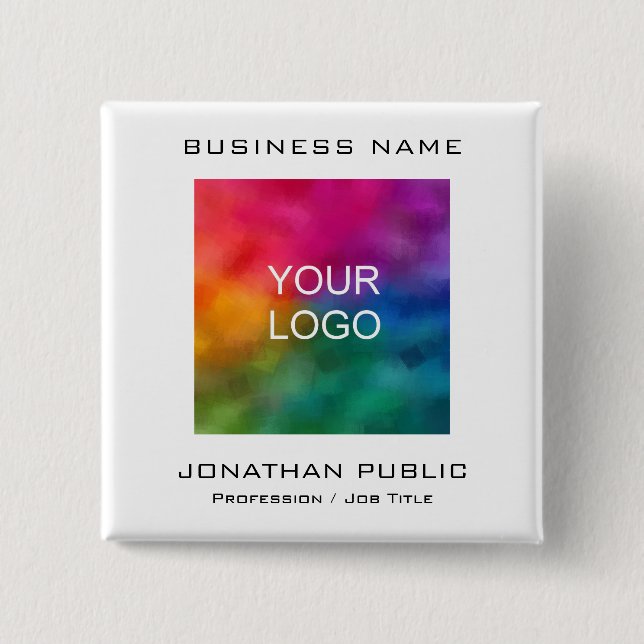 Chapa Cuadrada Personalizar Business Company Corporate Logo Texto (Anverso)