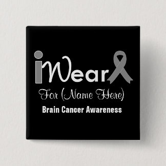 Chapa Cuadrada Personalizar el cáncer cerebral de cinta gris