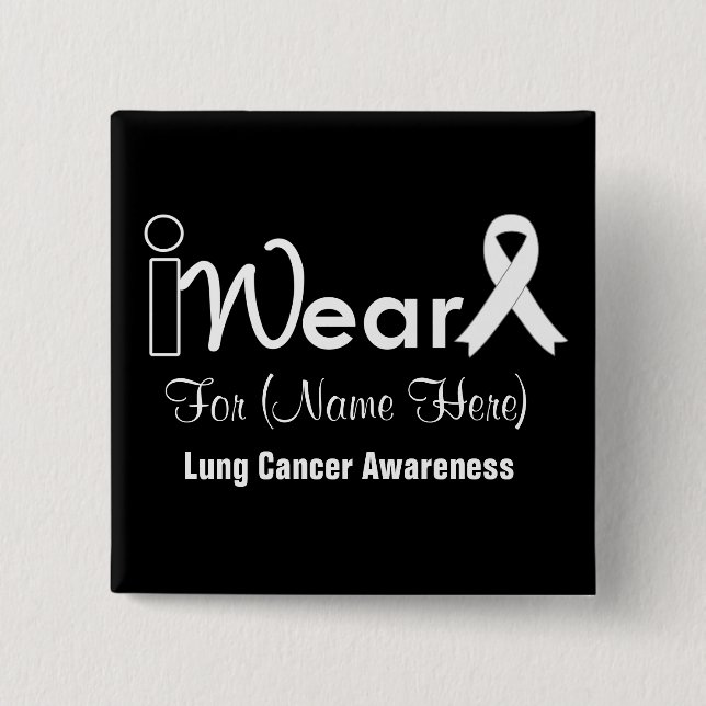 Chapa Cuadrada Personalizar el cáncer de pulmón Pearl Ribbon (Anverso)