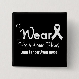 Chapa Cuadrada Personalizar el cáncer de pulmón Pearl Ribbon