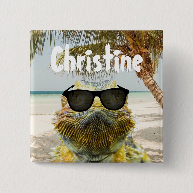 Chapa Cuadrada Personalizar el divertido de la playa de verano (Anverso)