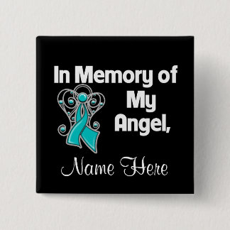 Chapa Cuadrada Personalizar en memoria de mi cáncer de ovario áng
