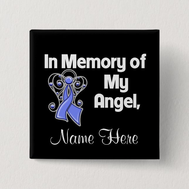 Chapa Cuadrada Personalizar en memoria el cáncer esofágico Angel (Anverso)