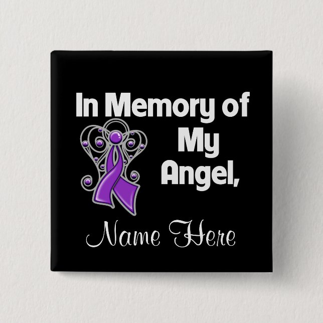 Chapa Cuadrada Personalizar en memoria el cáncer pancreático Ange (Anverso)