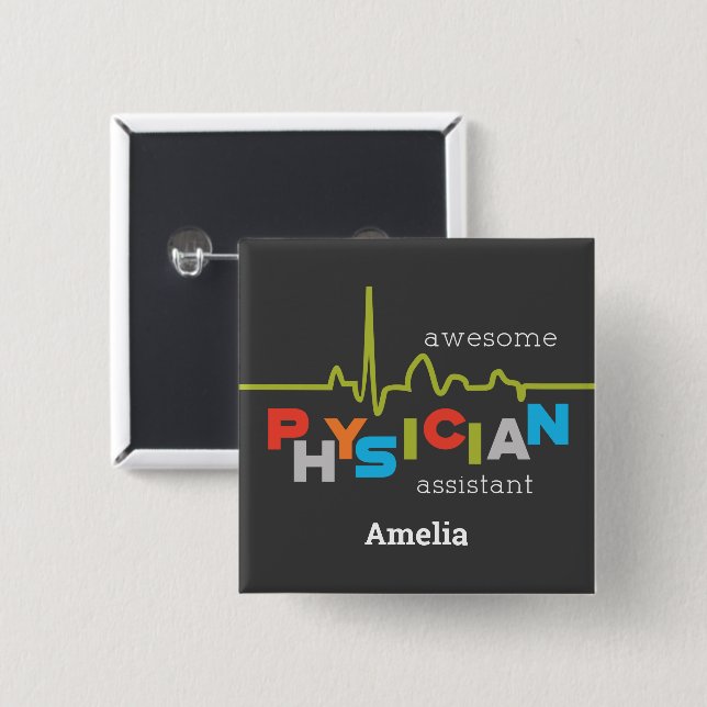 Chapa Cuadrada Personalizar, la semana del asistente médico es im (Anverso y reverso)