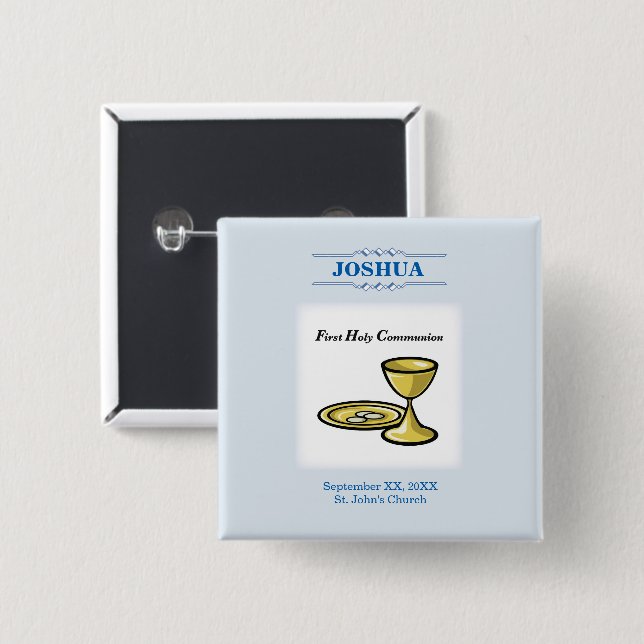 Chapa Cuadrada Personalizar, primer cuerpo de comunión y sangre (Anverso y reverso)