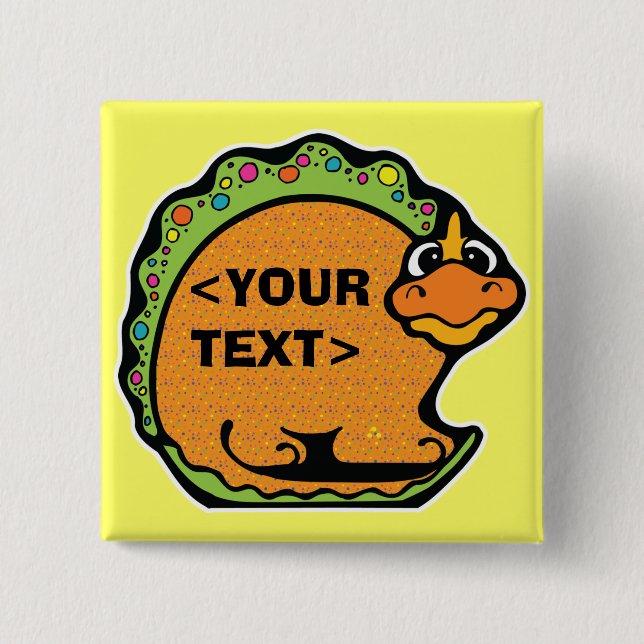 Chapa Cuadrada Personalizar un dinosaurio,<YOUR TEXT> (Anverso)