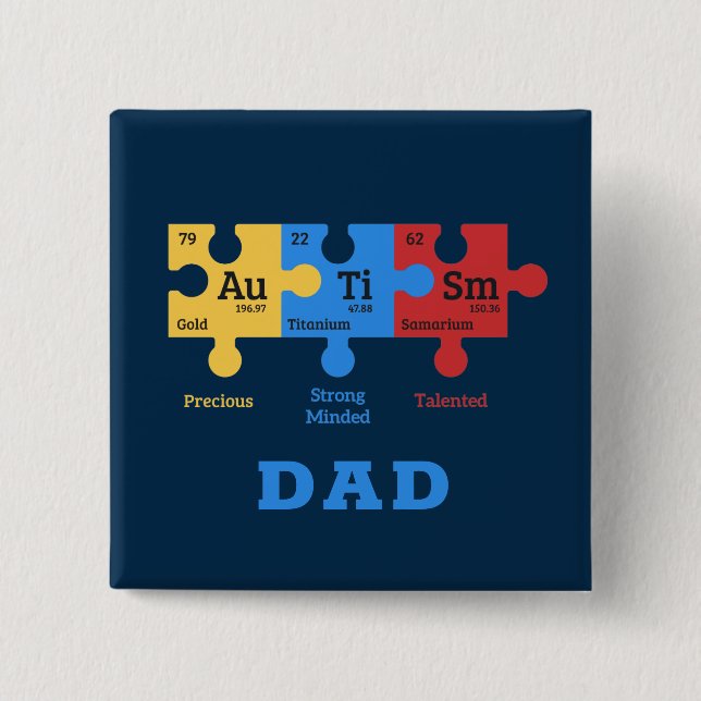 Chapa Cuadrada Personalized Autism Periodic Table Elements (Anverso)