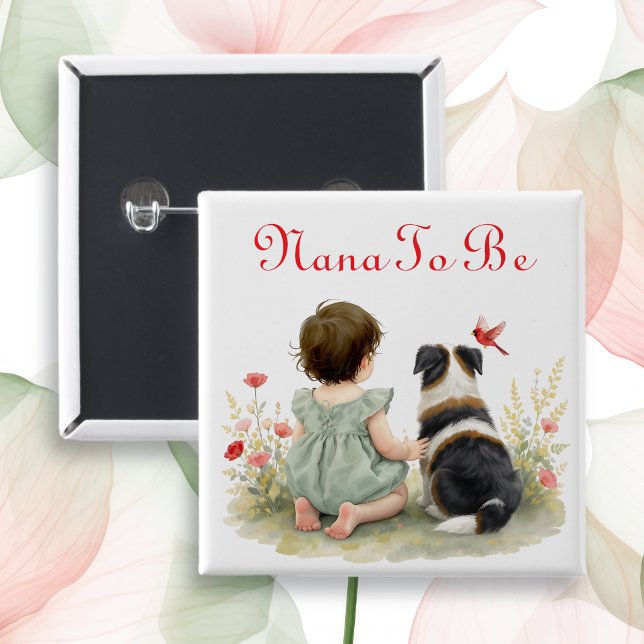 Chapa Cuadrada Personalized Baby Shower | Nana To Be (Subido por el creador)