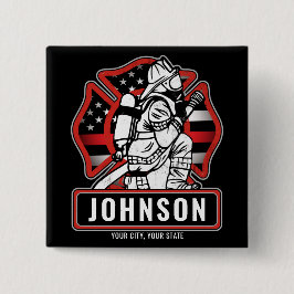 Chapa Cuadrada Personalized Firefighter Fire Dept Patriotic Flag