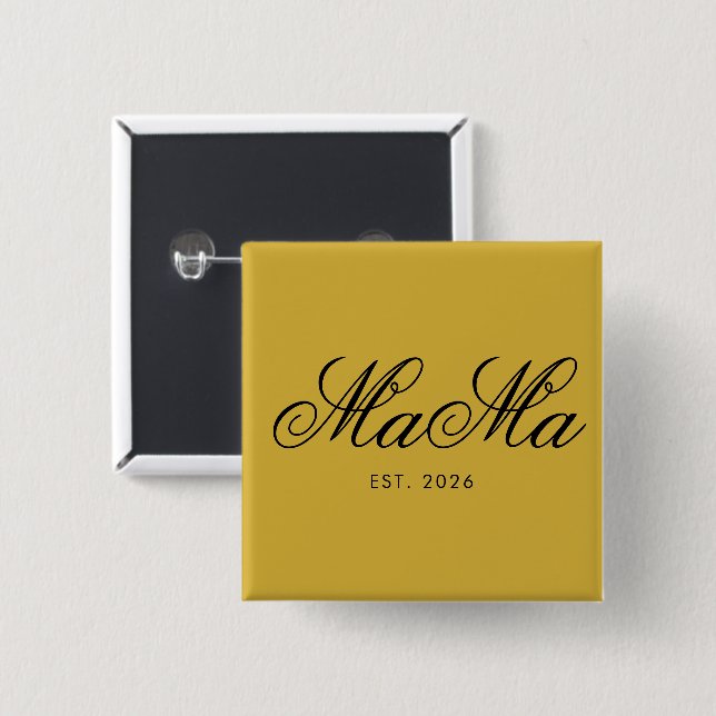 Chapa Cuadrada Personalized Mama Est Elegant Metallic Gold (Anverso y reverso)