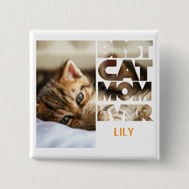 Chapa Cuadrada Personalized Photo Best Cat mom ever