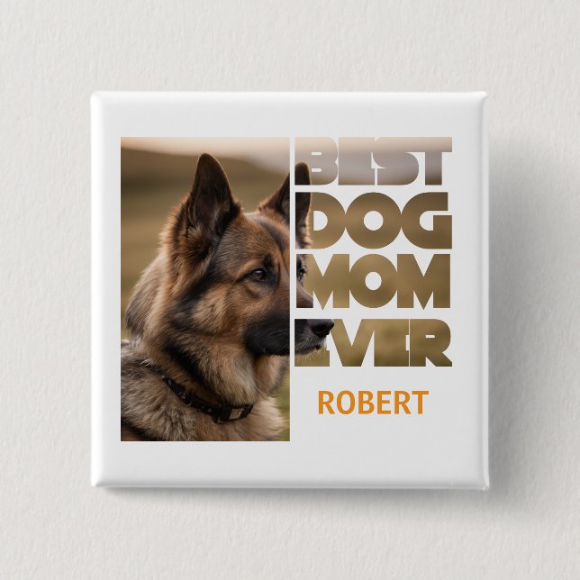 Chapa Cuadrada Personalized Photo Best dog mom ever (Anverso)