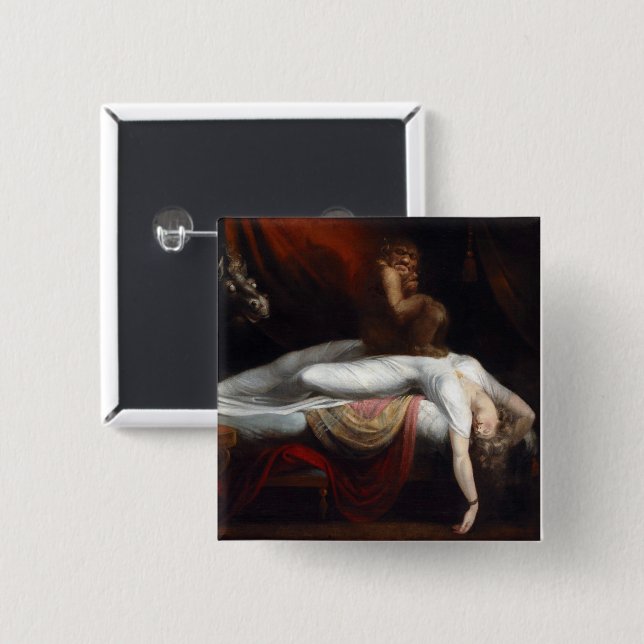 Chapa Cuadrada Pesadilla de Henry Fuseli Gothic Macabre Dark Art (Anverso y reverso)