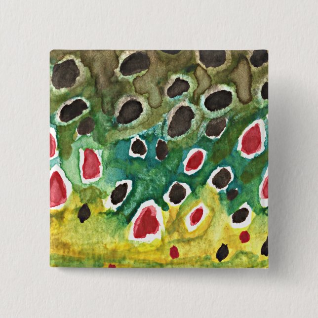 Chapa Cuadrada Pesca de trucha marrón (Anverso)