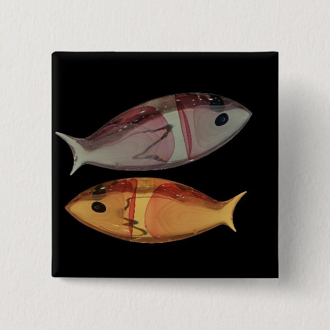 Chapa Cuadrada Pescado veneciano de vidrio de Murano (Anverso)