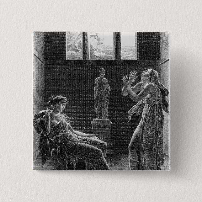 Chapa Cuadrada Phaedra y Oenone, ilustracion del acto I (Anverso)