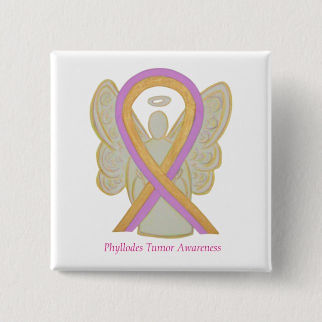 Chapa Cuadrada Phyllos Tumor Angel Awareness Ribbon Pins (Anverso)