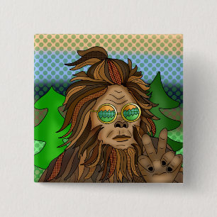 Chapa Cuadrada Pie grande Retro   Colores vintage Sasquatch Pop A